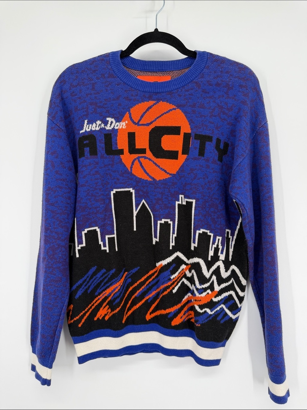 All City Just Don Skyline Basketball Sweater Men’s Size Small Retro Style 80s